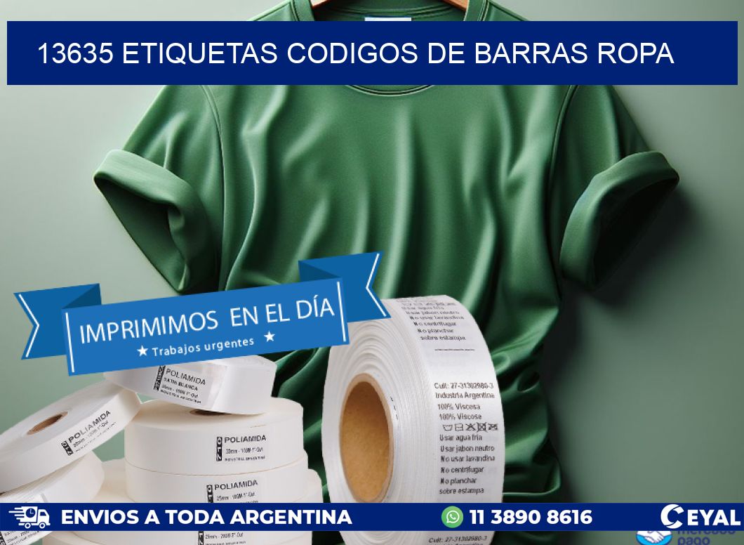13635 ETIQUETAS CODIGOS DE BARRAS ROPA