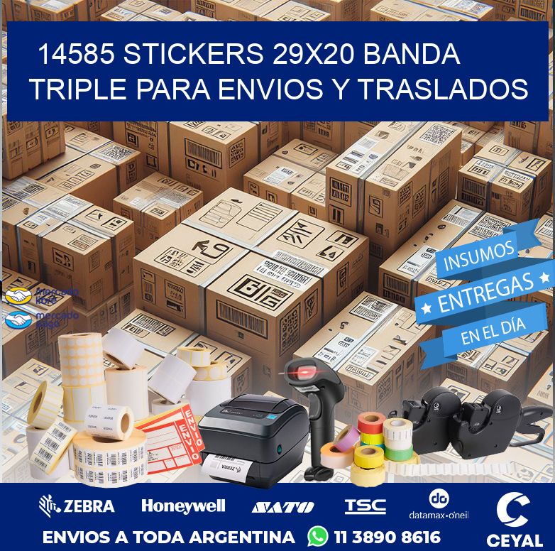 14585 STICKERS 29X20 BANDA TRIPLE PARA ENVIOS Y TRASLADOS
