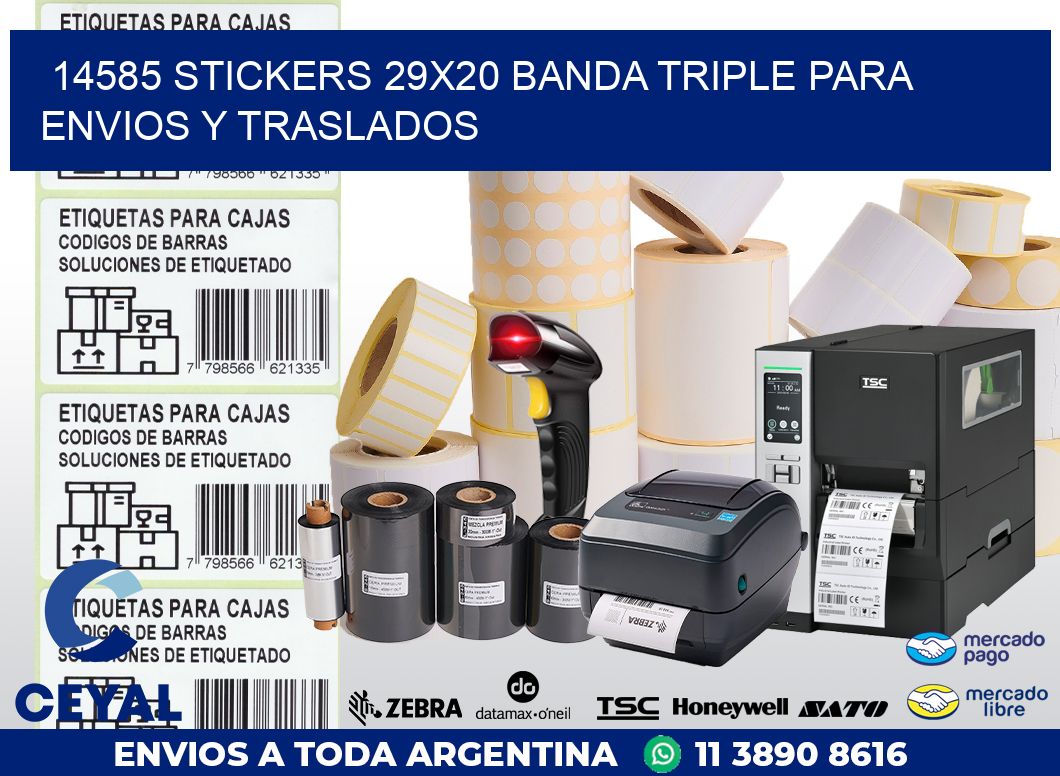 14585 STICKERS 29X20 BANDA TRIPLE PARA ENVIOS Y TRASLADOS