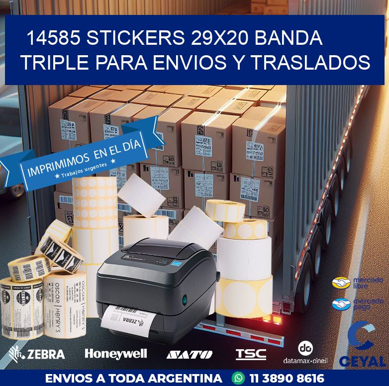 14585 STICKERS 29X20 BANDA TRIPLE PARA ENVIOS Y TRASLADOS