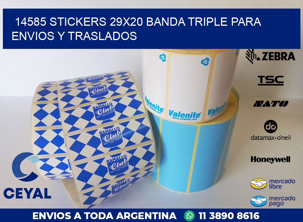 14585 STICKERS 29X20 BANDA TRIPLE PARA ENVIOS Y TRASLADOS