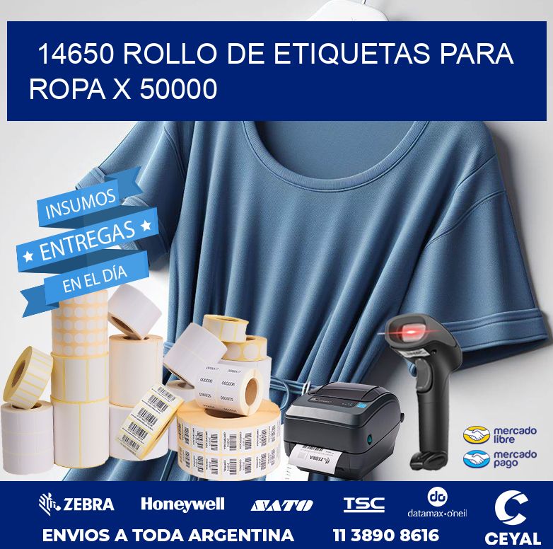 14650 ROLLO DE ETIQUETAS PARA ROPA X 50000