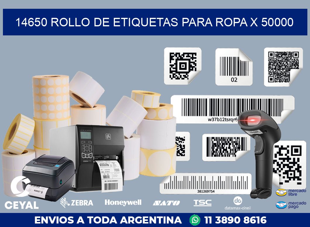 14650 ROLLO DE ETIQUETAS PARA ROPA X 50000