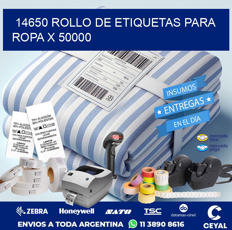 14650 ROLLO DE ETIQUETAS PARA ROPA X 50000