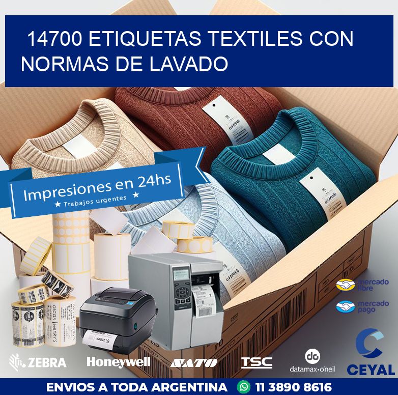 14700 ETIQUETAS TEXTILES CON NORMAS DE LAVADO