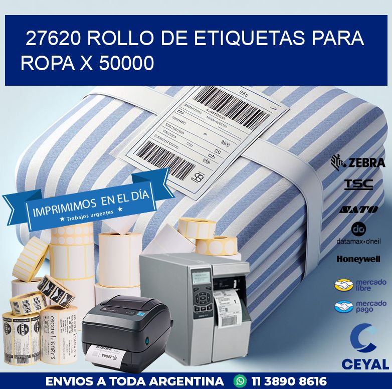27620 ROLLO DE ETIQUETAS PARA ROPA X 50000