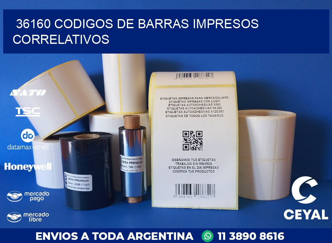 36160 codigos de barras impresos correlativos