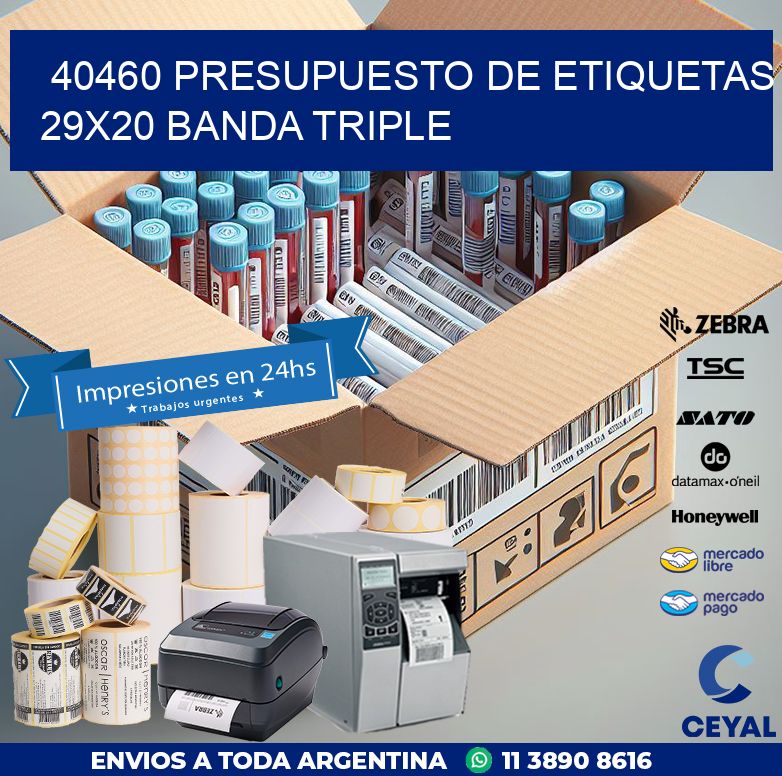 40460 PRESUPUESTO DE ETIQUETAS 29X20 BANDA TRIPLE