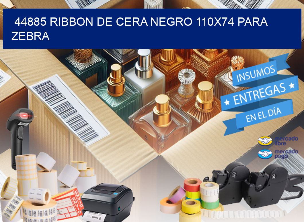44885 RIBBON DE CERA NEGRO 110X74 PARA ZEBRA