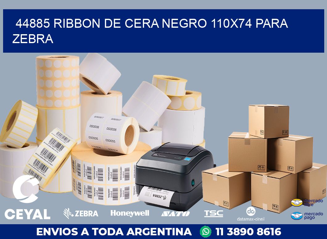 44885 RIBBON DE CERA NEGRO 110X74 PARA ZEBRA