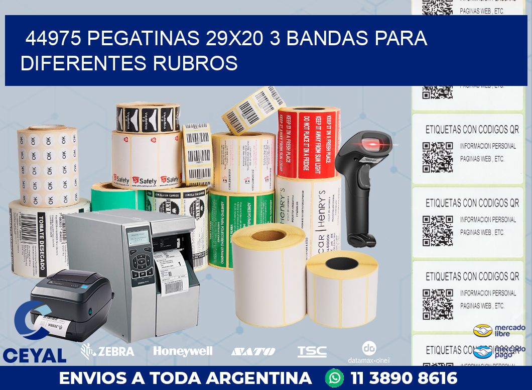 44975 PEGATINAS 29X20 3 BANDAS PARA DIFERENTES RUBROS