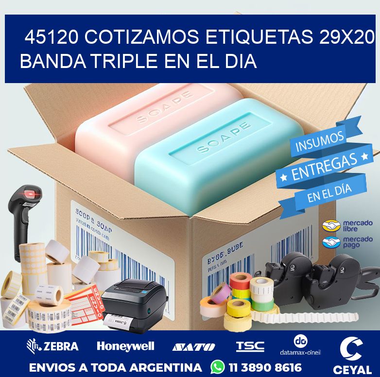 45120 COTIZAMOS ETIQUETAS 29X20 BANDA TRIPLE EN EL DIA