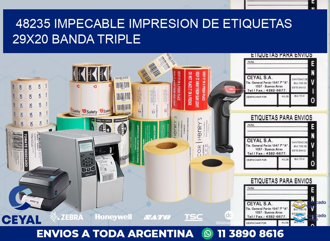 48235 IMPECABLE IMPRESION DE ETIQUETAS 29X20 BANDA TRIPLE