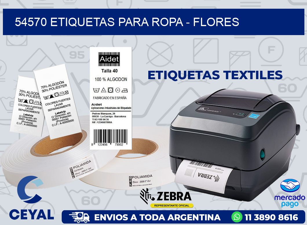 54570 ETIQUETAS PARA ROPA - FLORES