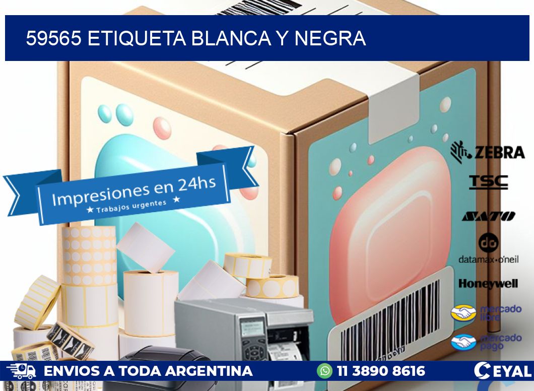 59565 etiqueta blanca y negra