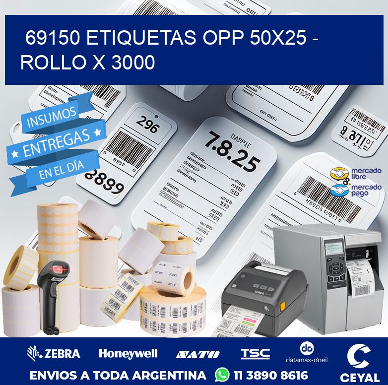69150 ETIQUETAS OPP 50X25 - ROLLO X 3000