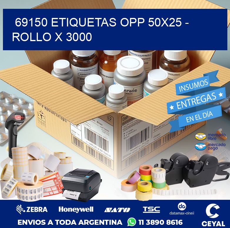69150 ETIQUETAS OPP 50X25 - ROLLO X 3000