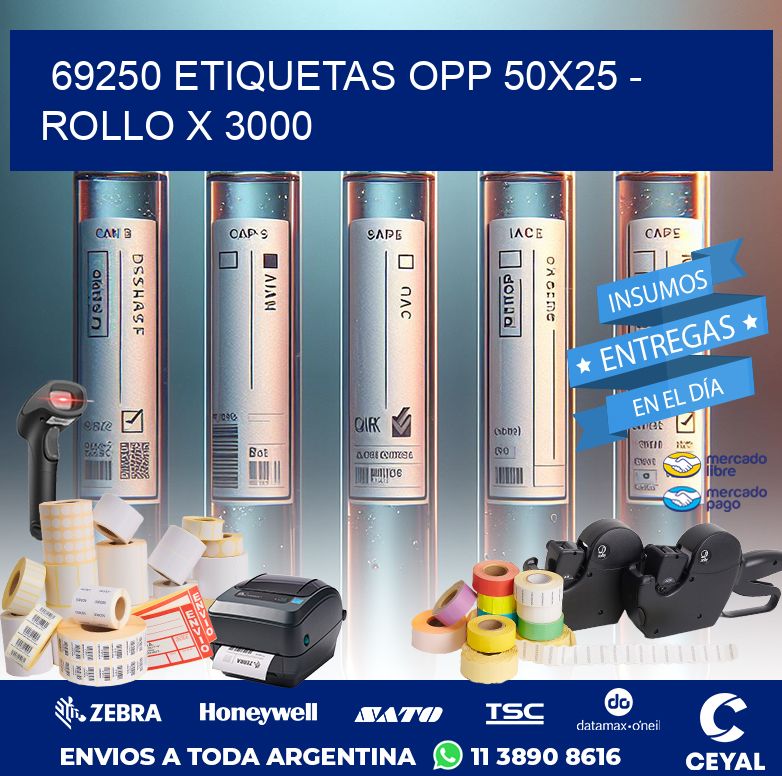 69250 ETIQUETAS OPP 50X25 - ROLLO X 3000