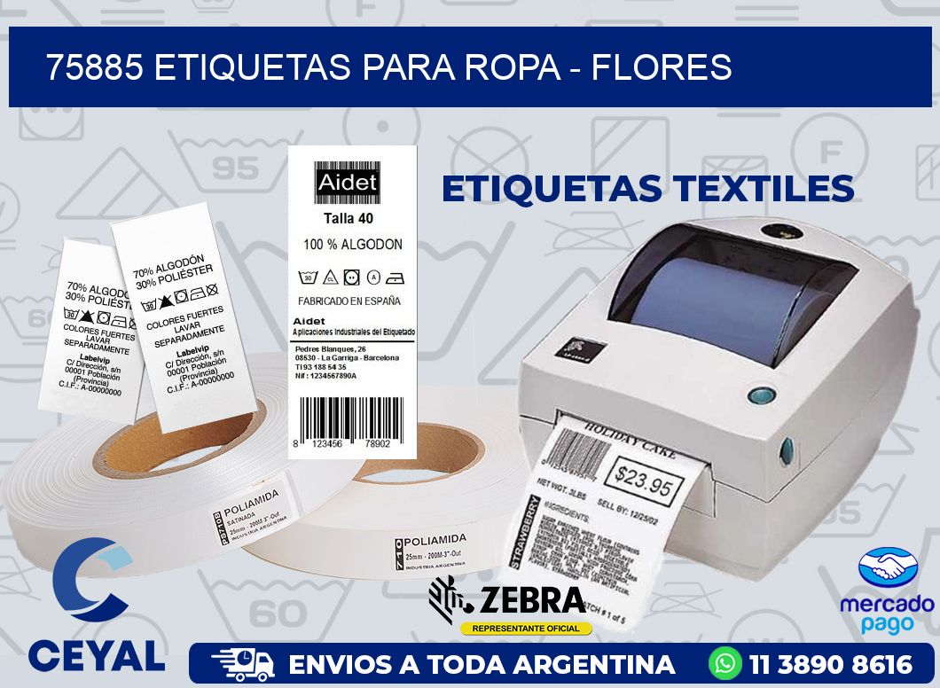 75885 ETIQUETAS PARA ROPA - FLORES
