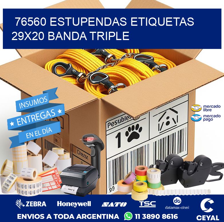 76560 ESTUPENDAS ETIQUETAS 29X20 BANDA TRIPLE