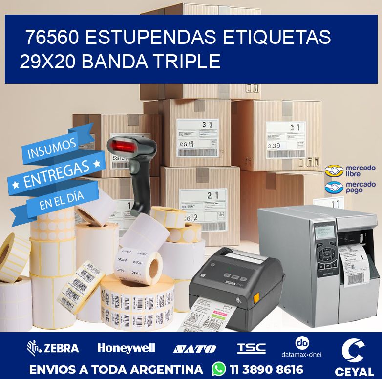 76560 ESTUPENDAS ETIQUETAS 29X20 BANDA TRIPLE