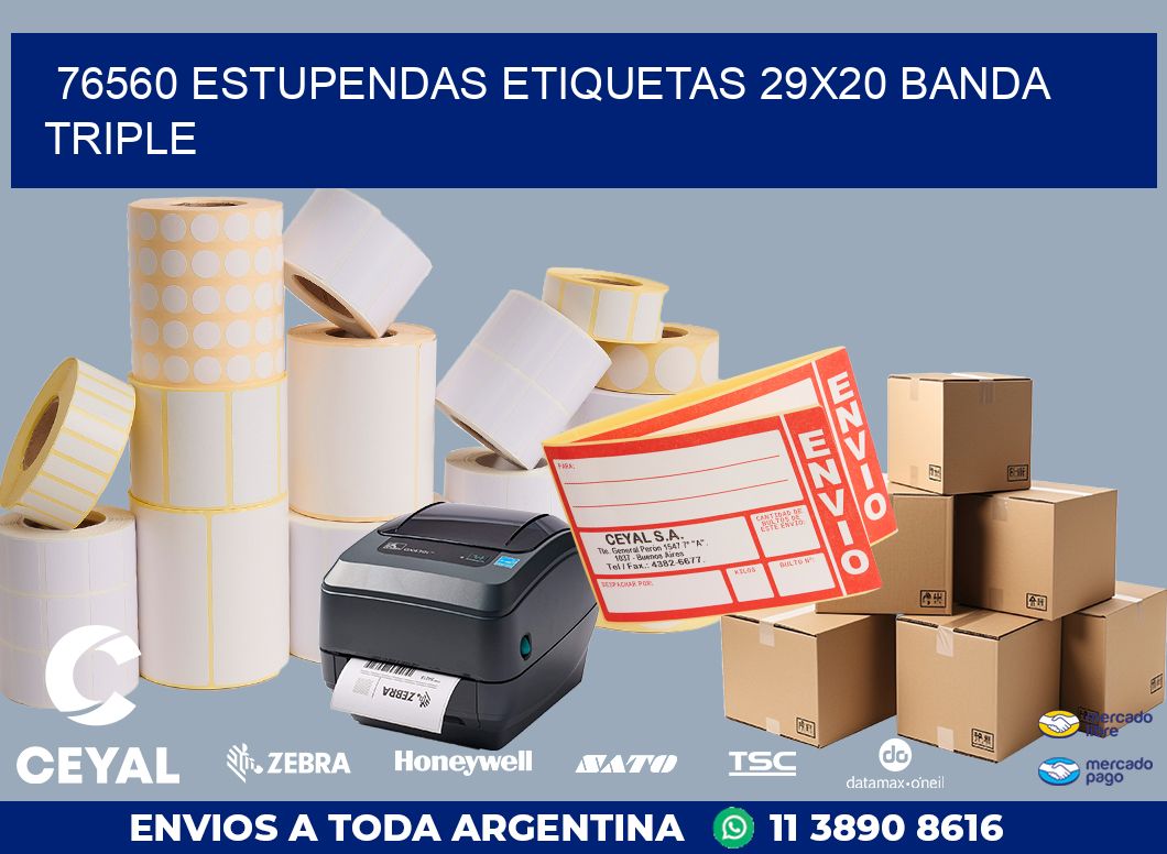 76560 ESTUPENDAS ETIQUETAS 29X20 BANDA TRIPLE