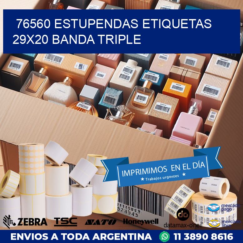 76560 ESTUPENDAS ETIQUETAS 29X20 BANDA TRIPLE