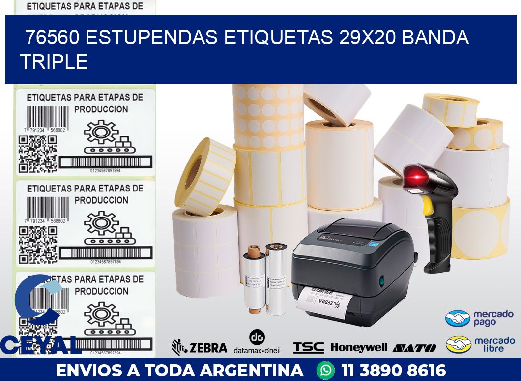 76560 ESTUPENDAS ETIQUETAS 29X20 BANDA TRIPLE