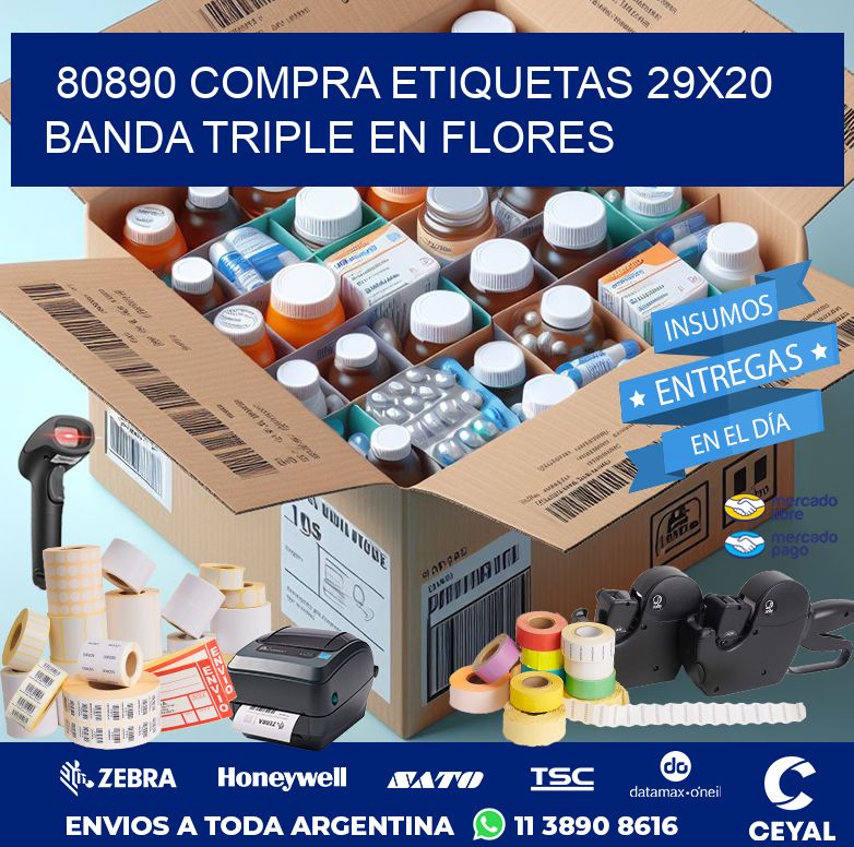 80890 COMPRA ETIQUETAS 29X20 BANDA TRIPLE EN FLORES