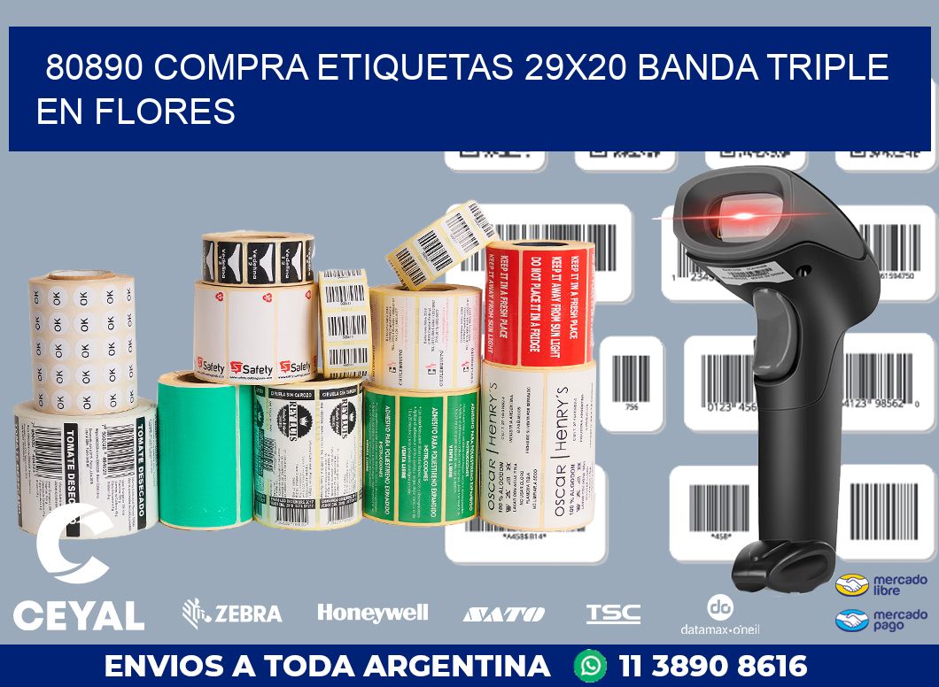 80890 COMPRA ETIQUETAS 29X20 BANDA TRIPLE EN FLORES