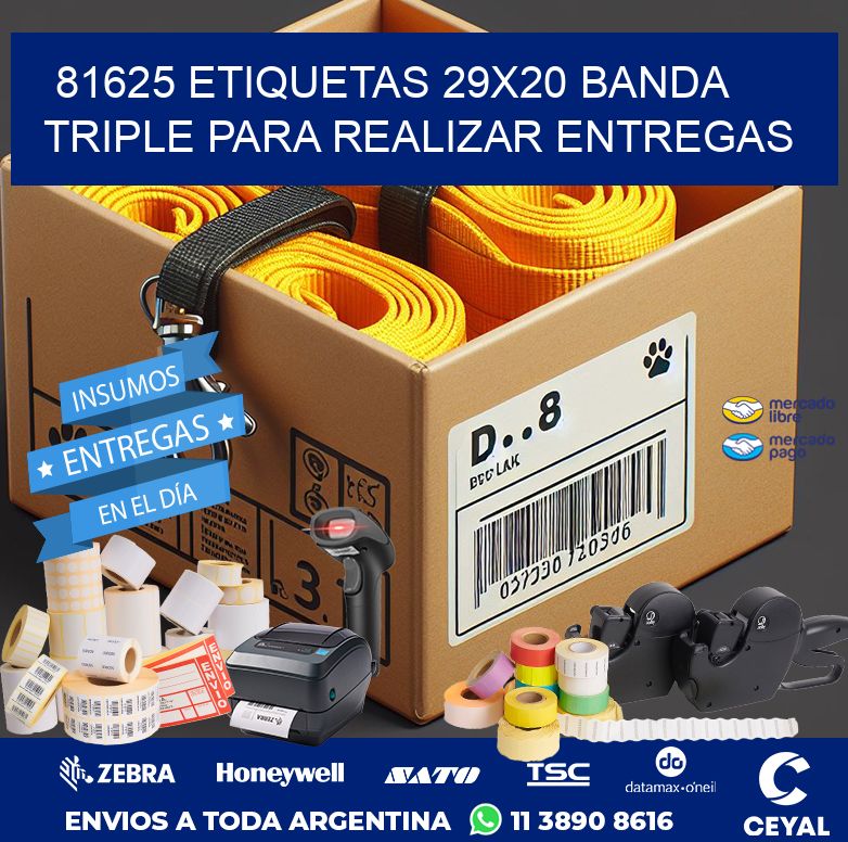81625 ETIQUETAS 29X20 BANDA TRIPLE PARA REALIZAR ENTREGAS