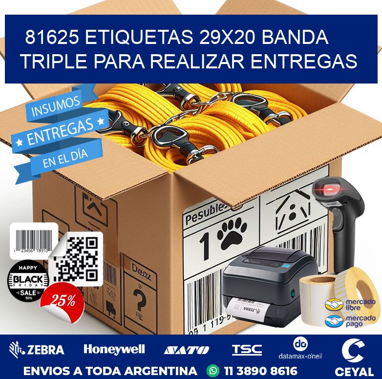 81625 ETIQUETAS 29X20 BANDA TRIPLE PARA REALIZAR ENTREGAS