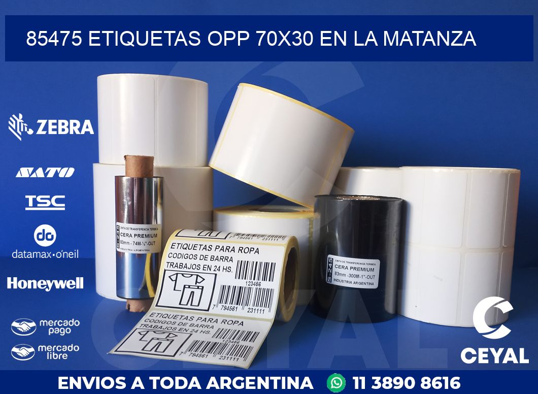 85475 ETIQUETAS OPP 70X30 EN LA MATANZA