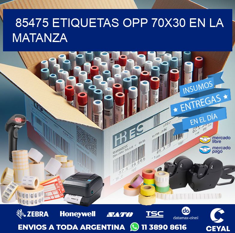 85475 ETIQUETAS OPP 70X30 EN LA MATANZA