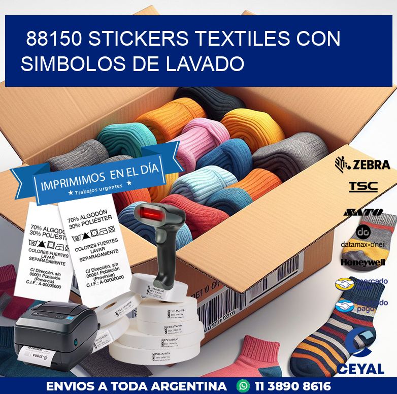 88150 STICKERS TEXTILES CON SIMBOLOS DE LAVADO