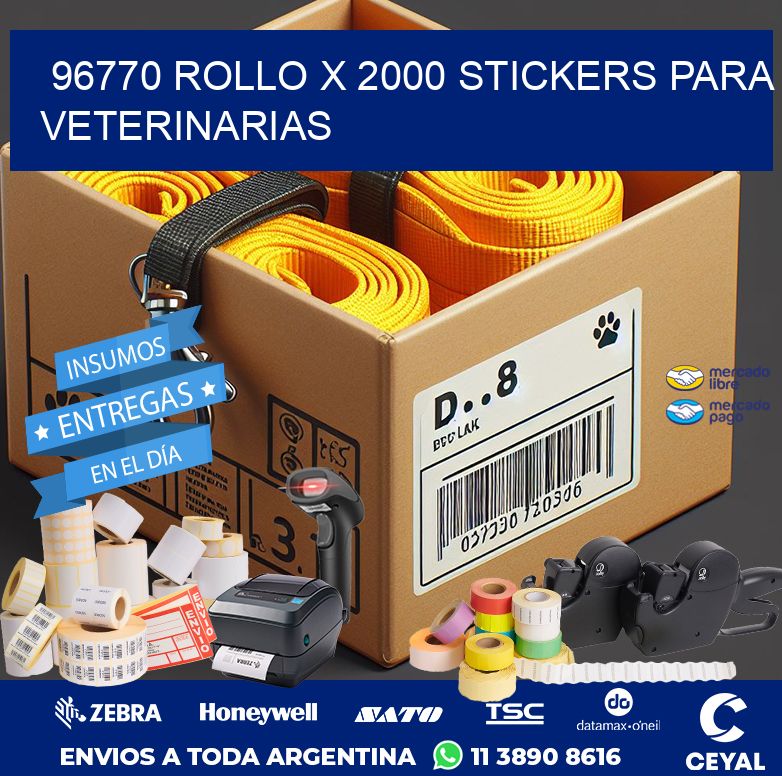 96770 ROLLO X 2000 STICKERS PARA VETERINARIAS