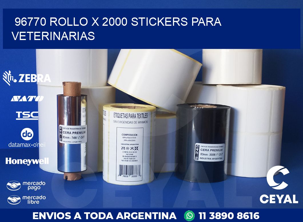 96770 ROLLO X 2000 STICKERS PARA VETERINARIAS