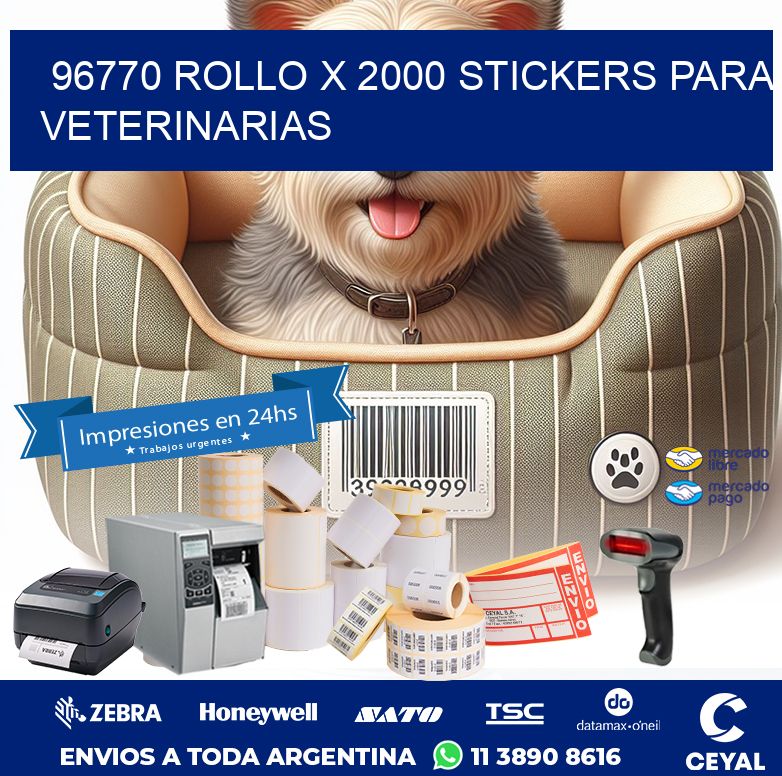 96770 ROLLO X 2000 STICKERS PARA VETERINARIAS