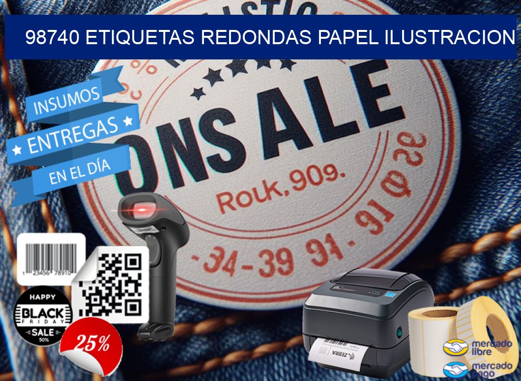 98740 ETIQUETAS REDONDAS PAPEL ILUSTRACION