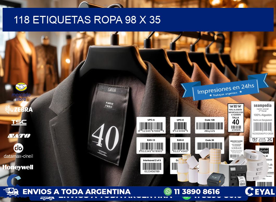 118 ETIQUETAS ROPA 98 x 35