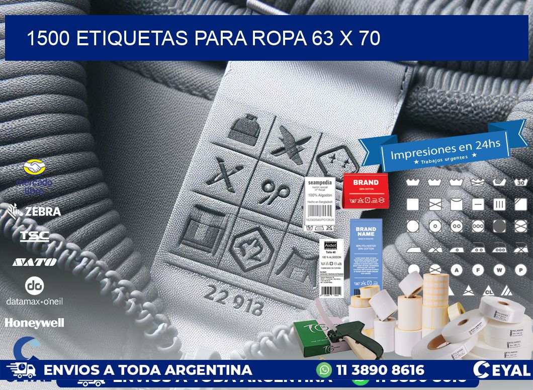 1500 ETIQUETAS PARA ROPA 63 x 70