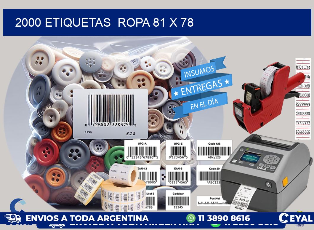 2000 ETIQUETAS  ROPA 81 x 78