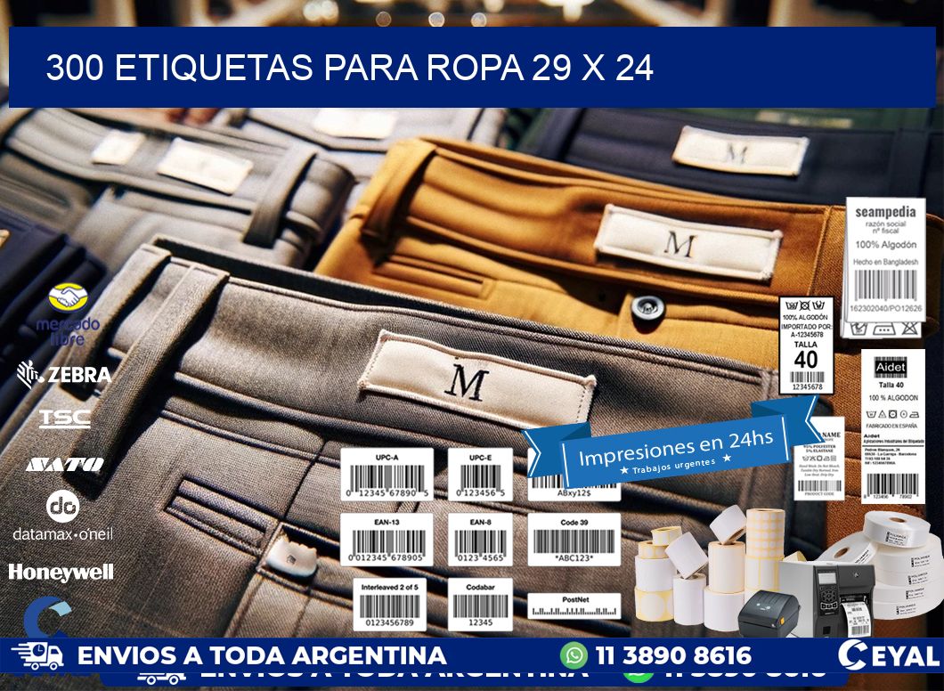 300 ETIQUETAS PARA ROPA 29 x 24