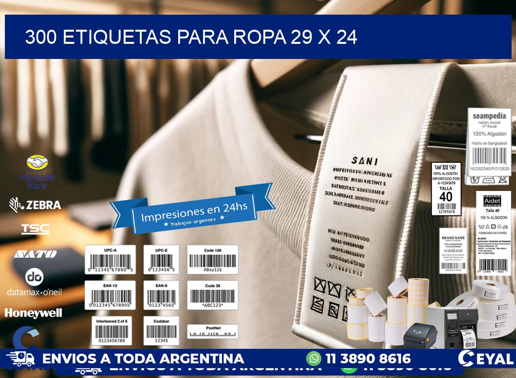 300 ETIQUETAS PARA ROPA 29 x 24