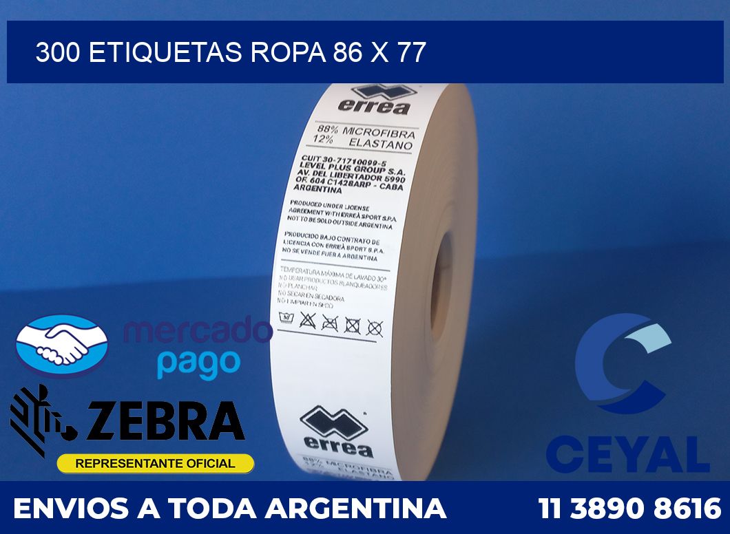 300 ETIQUETAS ROPA 86 x 77