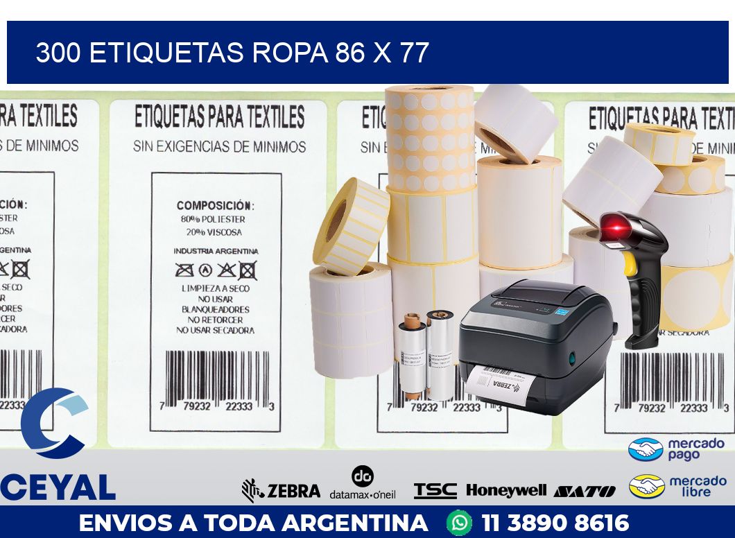 300 ETIQUETAS ROPA 86 x 77