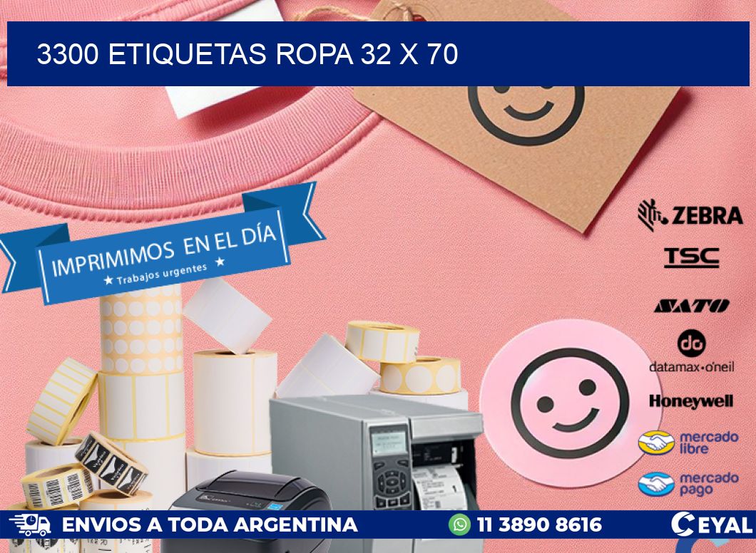3300 ETIQUETAS ROPA 32 x 70