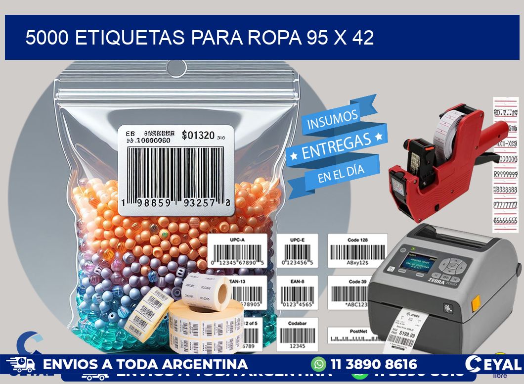 5000 ETIQUETAS PARA ROPA 95 x 42