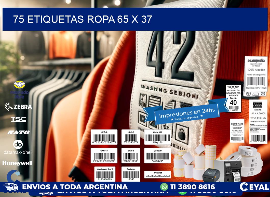 75 ETIQUETAS ROPA 65 x 37