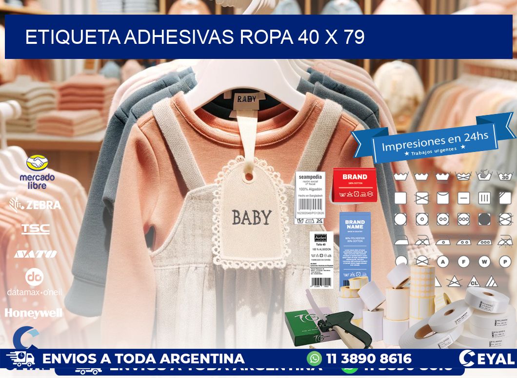 ETIQUETA ADHESIVAS ROPA 40 x 79